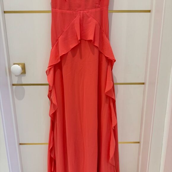 LULU’S coral high low ruffle long maxi dress small - Picture 2 of 11
